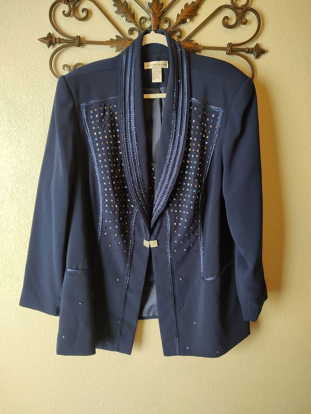 Justin Taylor embellished navy blazer